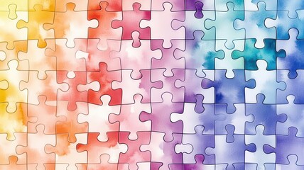 abstract puzzle pattern flat design front view creative thinking watercolor colored pastel