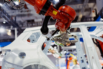 robot arm working in car factory