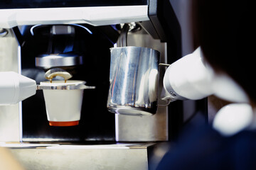 Coffee robot is making coffee