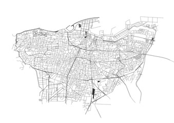 Fototapeta premium vector map of highways in the beirut city of lebanon with black and white color