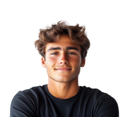 Confident young man portrait bright self-assured isolated on transparent background