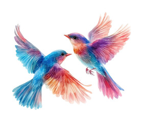 Fototapeta premium Colorful birds in flight nature vivid isolated on transparent background