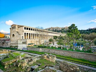 Ancient agora showcases stunning architecture and rich history in vibrant daylight in Athens, Greece