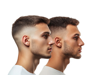 Men's haircut styles side view isolated on transparent background