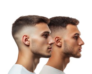 Men's haircut styles side view isolated on transparent background