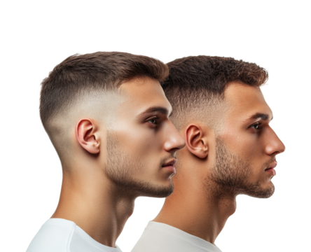 Men's haircut styles side view isolated on transparent background