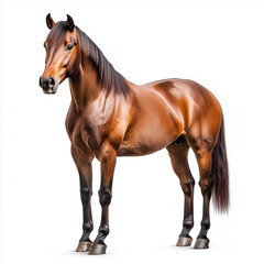 Fototapeta premium A strong and muscular brown horse standing gracefully