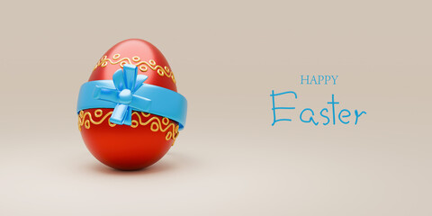 Happy Easter holiday banner. Greeting banner. 3d render. Space for text.