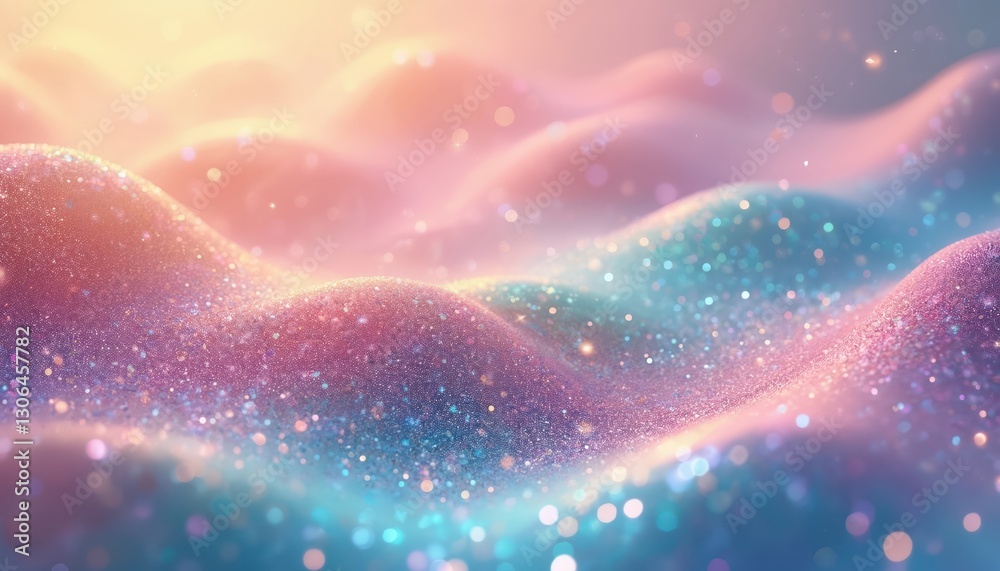 Poster abstract holographic background with pastel colors, glitters as template. seamless trendy backdrop f