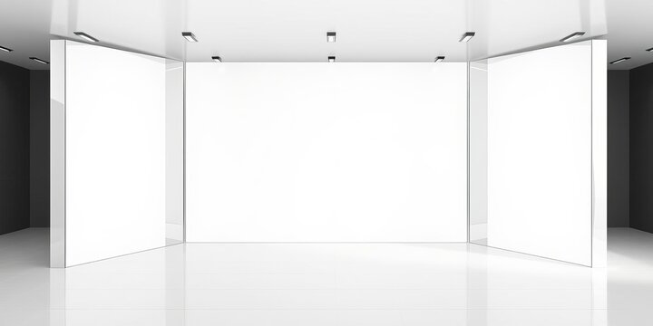 Blank white trivision billboard mockup with rotating prisma sign panels isolated on city banner frame, stock photo, 3D rendering