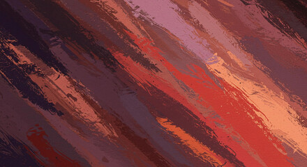 Fototapeta premium Abstract Red and Brown Impasto Paint Texture Background Diagonal Brushstrokes