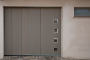 roller garage door entrance car gate home facade of house garage building