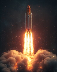 view of futuristic space rocket