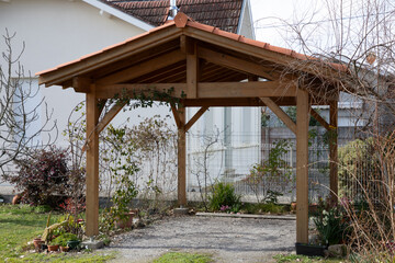 Carport wooden high quality courtyard roofing wood front home protective car