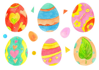 Easter Set Watercolor Eggs.