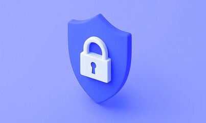 Shield Icon with Lock Symbol for Cybersecurity Concept Design