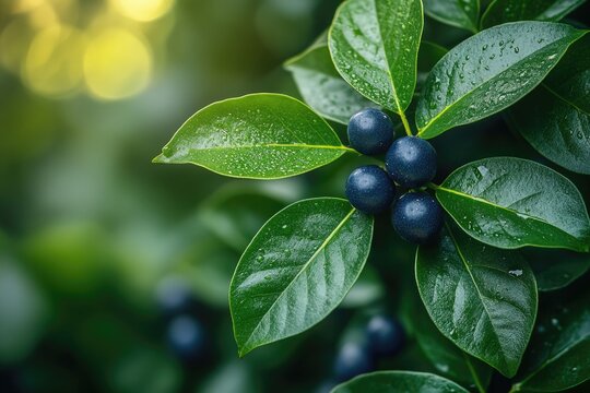 Close-up view of a plant with blue berries
