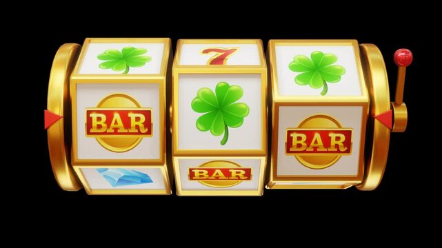 casino slot machine Jackpot in gamble. black background and Green screen video 4k.