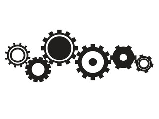 Composition of several gears. Vector illustration isolated on white background