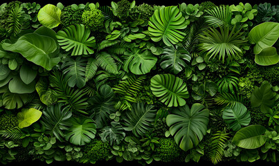 Lush Green Tropical Foliage Background for Nature and Garden Themes