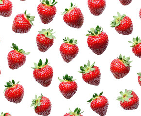 Fresh strawberries on food isolated on transparent background