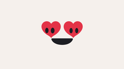 Smiling Face with Heart-Shaped Eyes Emoticon, Love and Adoration Expression, Flat Vector Emoji Design for Messaging and Social Media Graphics