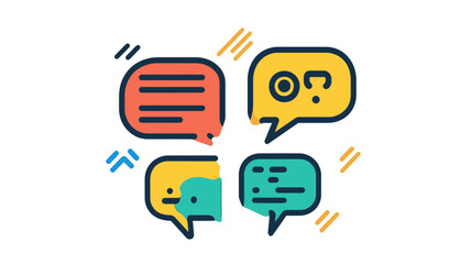 Colorful Chat Bubbles Vector Icon for Social Media, Communication Interface Design, and Digital Messaging