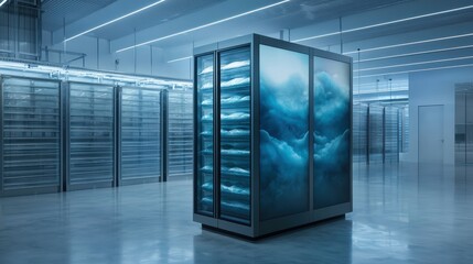 Spacious modern kitchen with large refrigerator in a bright room