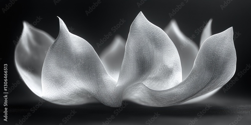 Poster a close-up image of a single flower in monochrome