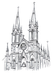PNG Hand drawn of Cathedal drawing architecture building.