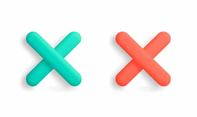 Obraz premium Colorful Plus and Minus Symbols in Modern 3D Style Design