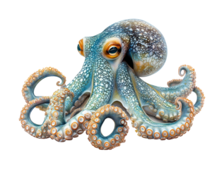 Exploring ocean life octopus in coral reef isolated on transparent background