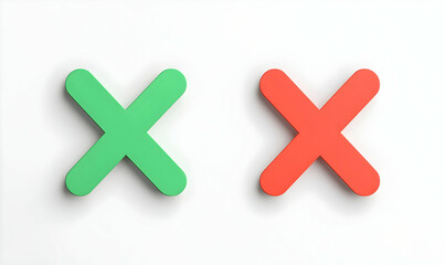 Obraz premium Colorful Green and Red Cross Symbols for Decision Making Concept