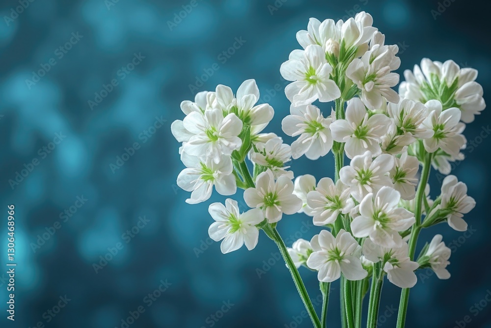 Poster a simple and elegant arrangement of white flowers sitting on a table