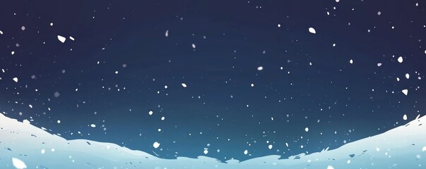 Winter Night Snowfall Over Hills