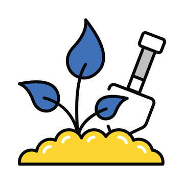 blue leaves growing yellow soil clip art preview