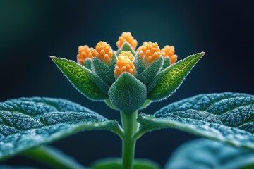 Orange blooms on green stem, suitable for botanical or gardening themes