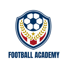 Obraz premium Professional Football Academy Logo with Shield and Laurel Design