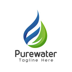 Eco-Friendly Water and Leaf Logo for Sustainability and Purity