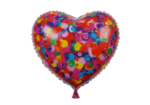 Vibrant Heart-Shaped Balloon with Colorful Dots, Perfect for Celebrations and Festive Events