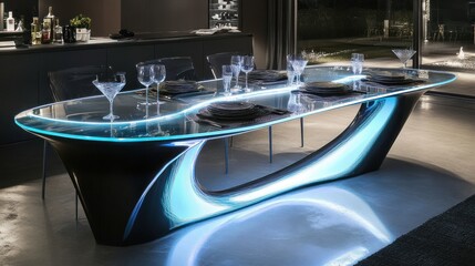 Obraz premium Futuristic Illuminated Dining Table Design