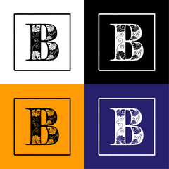 Latter B Design. Floral Typography. Vintage Typography. Monogram Design. Floral Monogram Typography. Vintage Decorative Alphabet. Luxury Alphabet Collection. Type Design. Intricate Letter Art Design