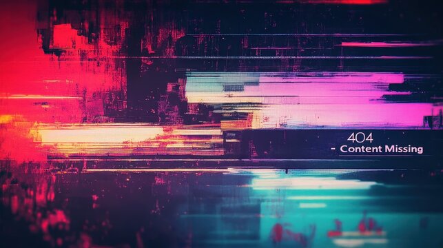 Creative abstract design showcasing modern glitches in vibrant colors and dynamic textures enhancing visual complexity. 404 Day