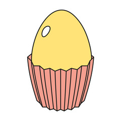 Easter dessert egg color icon. Cartoon sweet egg bakery food pictogram