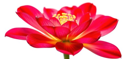 Fototapeta premium A single, vibrant bloom, petals unfurled, isolated on pure white, pink, summer