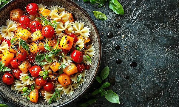 roasted vegetable farfalle pasta zoom in video