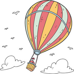 hot air balloon with clouds