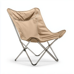 A compact foldable camping chair with a metal frame