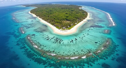 Obraz premium Beach tropical island in the Caribbean Sea with clear turquoise water and beautiful beach views