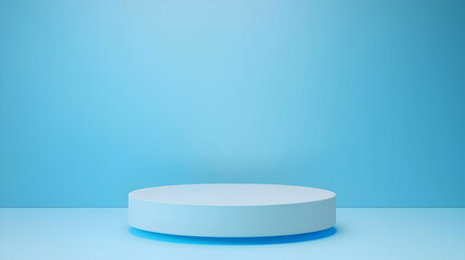Minimalist Circular Platform on Blue Background for Product Display